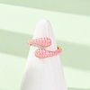 Brass Enamel Cuff Open Rings for Women RJEW-A098-01G-4