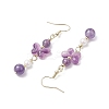 Natural Amethyst Butterfly Dangle Earrings EJEW-JE06317-03-4