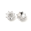 Flower Brass Clear Cubic Zirconia Bead Caps KK-V008-08B-P-1
