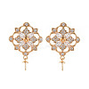 Brass Micro Pave Clear Cubic Zirconia Stud Earring Findings KK-S356-618-NF-1