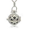 Silver Color Plated Brass Hollow Round Cage Pendants KK-J216-11S-1