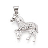 Brass Micro Pave Clear Cubic Zirconia Pendants KK-T080-11P-1