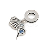 925 Sterling Silver Pave Sky Blue Cubic Zirconia European Dangle Charms KK-P324-11P-2
