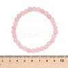 Natural Rose Quartz Bead Stretch Bracelets BJEW-K212-A-045-3