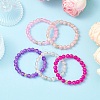 5Pcs 5 Color Spray Painted Crackle Glass Beads Stretch Bracelets for Men Women BJEW-MZ00203-1