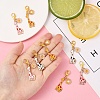 5Pcs Giraffe Alloy Enamel Pendant Decoration HJEW-YW00094-01-5