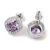 Brass Pave Cubic Zirconia Square Stud Earrings for Women EJEW-I304-21P-3