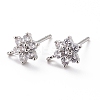 Brass Micro Pave Cubic Zirconia Stud Earrings Findings ZIRC-C027-14P-02-RS-1