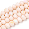 Electroplate Opaque Solid Color Glass Beads Strands EGLA-A034-P6mm-L20-1