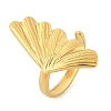 Leaf 304 Stainless Steel Open Cuff Rings for Women LS-RJEW-G338-06G-4