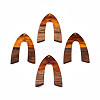Transparent Resin & Walnut Wood Pendants RESI-N025-029-C02-2