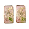 Plating Brass & Transparent Epoxy Resin & Dried Flower Pendants RE-CBAA153-04A-1
