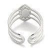 304 Stainless Steel Synthetic Turquoise Cuff Rings G-Z056-03P-03-3