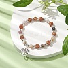 Round Natural Bamboo Leaf Agate & Electroplated Synthetic Non-magnetic Hematite & Natural Rudraksha Beaded Stretch Bracelets BJEW-JB10661-4