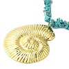 Boho Dyed Synthetic Turquoise Chip & Plastic Pearl Multi Layered Necklaces LS-NJEW-U006-04A-G-3