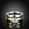 Fashionable 316L Titanium Steel Cubic Zirconia Couple Rings RJEW-BB06903-6-2