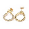 Clear Cubic Zirconia Hollow Out Teardrop with Heart Dangle Stud Earrings EJEW-C008-06G-2
