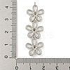 Brass Pave Clear Cubic Zirconia Three Flower Links Connector Charms X-KK-P277-51P-3