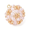 Electroplate Glass & Round Rocailles & Glass Pearl Beaded Pendants PALLOY-MZ00879-06-3
