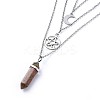 Bullet Natural Unakite Pendant Tiered Necklaces NJEW-JN02457-02-3