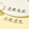 Non-Tarnish 304 Stainless Steel Heart Stud Earring Findings STAS-R063-37-5