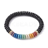 Dyed Natural Lava Rock Disc Beaded Stretch Bracelets for Women BJEW-JB09669-1