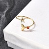 304 Stainless Steel with Glass Open Cuff Rings RJEW-K248-22G-2