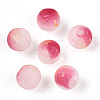 Frosted Baking Paint Crackle Glass Beads with Glitter Powder DGLA-T004-8mm-01H-1