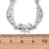 Brass Pave Clear Cubic Zirconia Bowknot and Hollow Moon Link Chain Necklaces NJEW-D348-02P-5