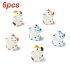 6Pcs 3 Colors Handmade Bright Glazed Porcelain Beads PORC-YW0001-32-1