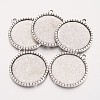 Tibetan Style Flat Round Alloy Pendant Cabochon Settings X-TIBEP-Q049-19AS-RS-1