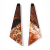 Transparent Resin & Walnut Wood Pendants RESI-N039-70D-3