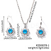 Brass Rhinestones Flower Jewelry Set LS-EH2755-1-1