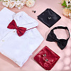 2 Bags 2 Colors Polyester Men's Bow Tie & Cufflink & Handkerchief Sets AJEW-ME0001-15-4