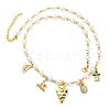 Brass Micro Pave Clear Cubic Zirconia Beaded Necklaces NJEW-Z059-05G-2