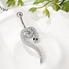 Alloy Rhinestone Snake Curved Barbell Belly Rings LS-AJEW-R007-03P-02-3