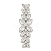 Brass Pave Clear Cubic Zirconia Flower with Leaf Links Connector Charms KK-P277-52P-01-1