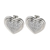 Heart Rack Plating Brass Micro Pave Clear Cubic Zirconia Stud Earrings for Women EJEW-A045-04P-1