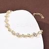 Brass Micro Pave Clear Cubic Zirconia Link Chain Bracelets for Women BJEW-K274-13G-2