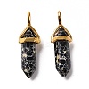 Synthetic Black Imperial Jasper Pointed Pendants G-K329-19G-2