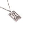 304 Stainless Steel Curb Chain Rectangle with Constellation Pendant Necklaces PW-WG0F5D0-04-1