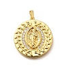 Religion Themed Rack Plating Brass Micro Pave Cubic Zirconia Pendants KK-L226-007G-11-1