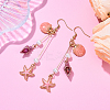 304 Stainless Steel Starfish with Shell Shape Dangle Earrings EJEW-YW00012-02-1