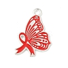 No To Drugs Red Awareness Ribbon Theme Alloy Enamel Pendants LS-ENAM-C026-02F-S-1