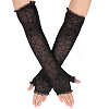 Spider Web Polyester & Spandex Long Fingerless Gloves for Women AJEW-WH20007-89A-1