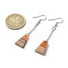 Two Tone Resin & Wood Trapezoid Dangle Earrings EJEW-JE05569-3