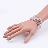 Five Loops Wrap Rose Quartz Beads Bracelets X-BJEW-JB02589-01-3