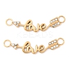 304 Stainless Steel Crystal Rhinestone Word Love Connector Charms STAS-Q340-07G-1