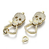 Brass Micro Pave Clear Cubic Zirconia Lobster Claw Clasps KK-N227-46-NF-2