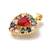 Rack Plating Brass with Cubic Zirconia Pendants KK-Z086-15G-07-2